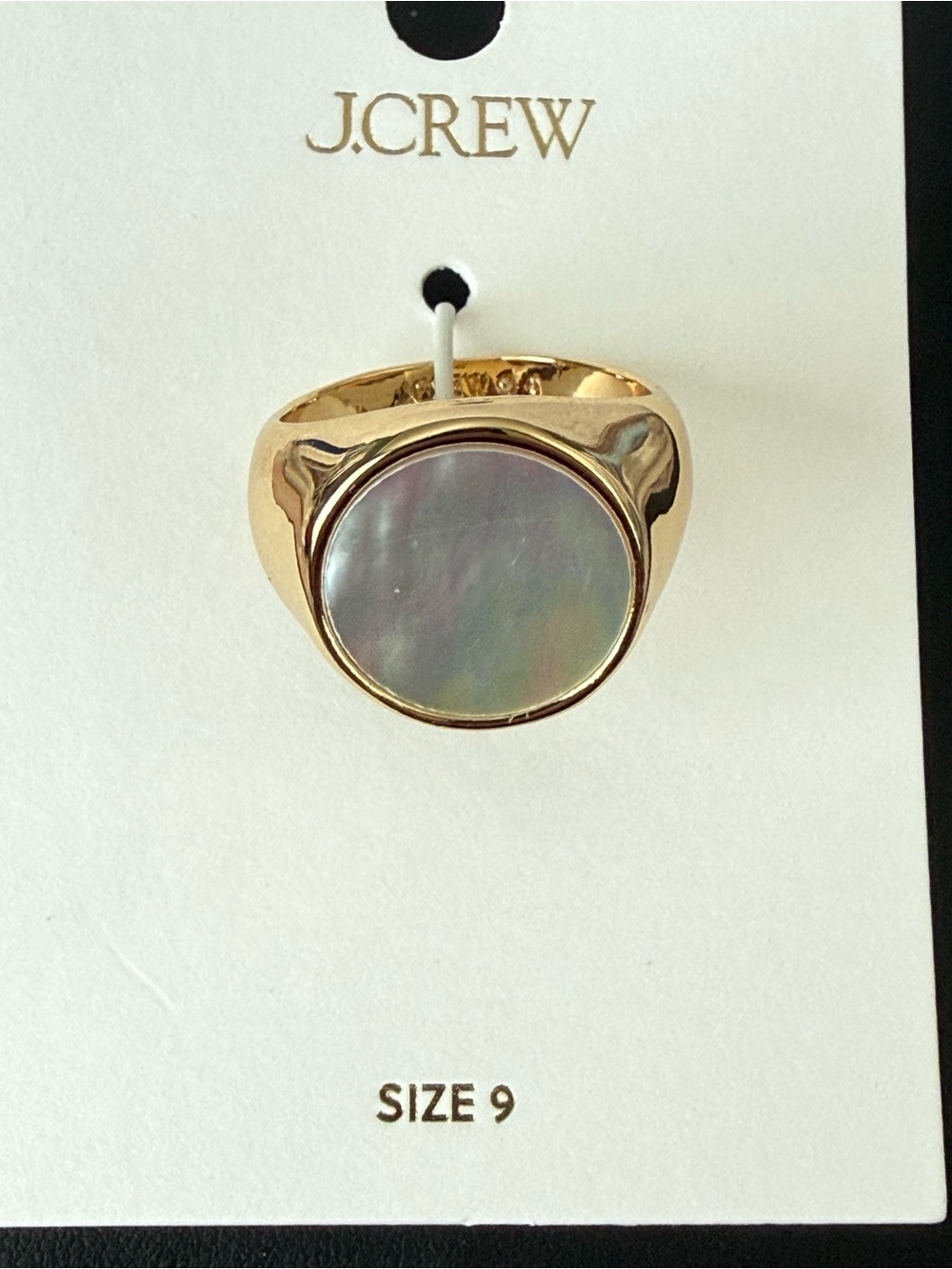J. Crew | Gold-Tone Ring with Iridescent Mother-of-Pearl Inlay | Size 9